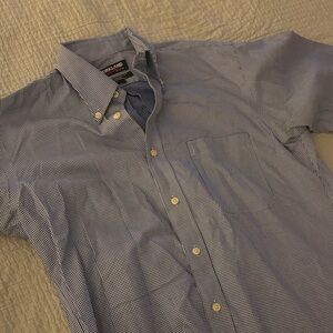 Kirkland Signature Men's Navy Checkered Button-Down Shirt